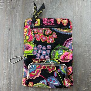 Vera Bradley Small Wallet w/ Zip & Coin Pocket Trifold ID Paisley Symphony